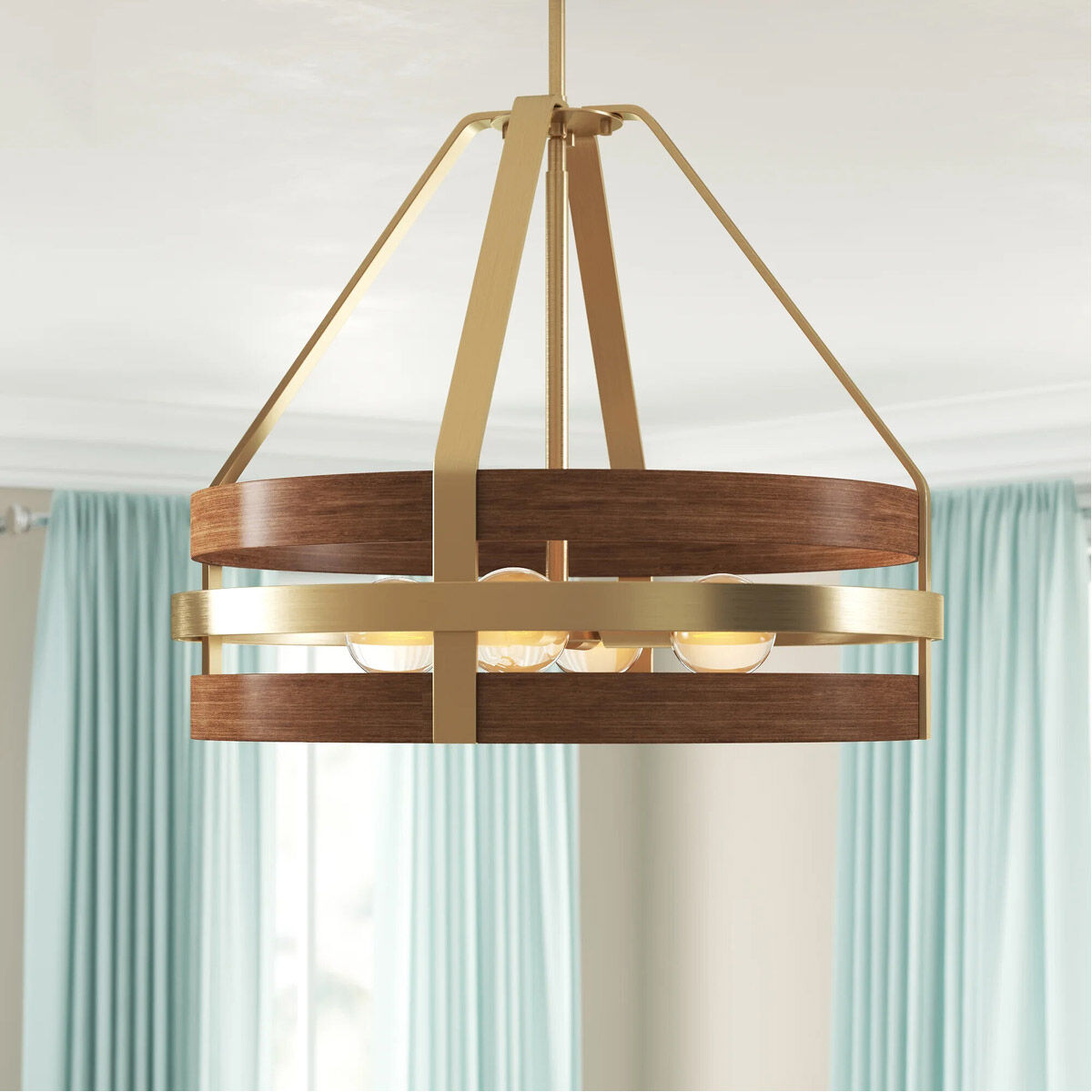 Atwood 4 Light 23 inch Brushed Brass Down Pendant Ceiling Light